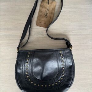 Vilenca Holland Black Leather Crossbody Bag Studded NEW